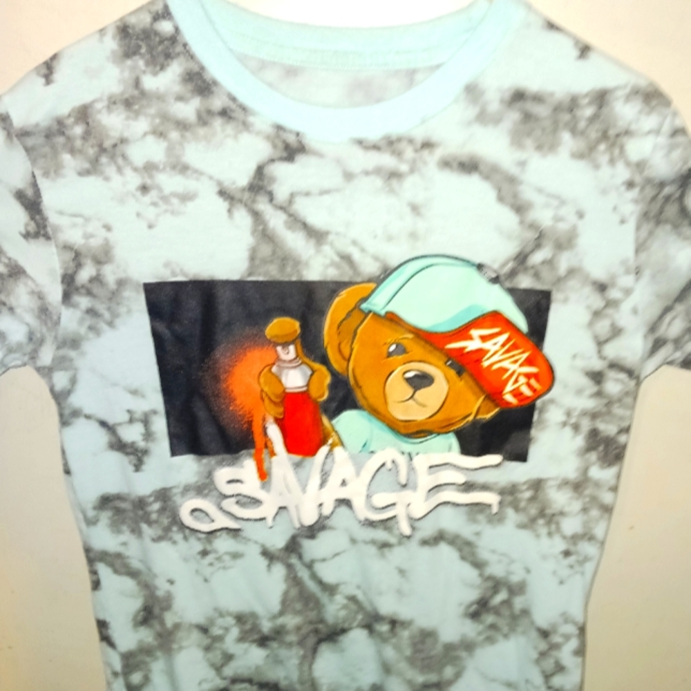 Medium blue tye dye teddy bear t shirt